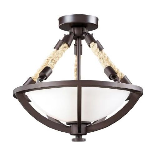  ELK Elk 63011-2 Natural Rope 2-Light Semi-Flush, Aged Bronze