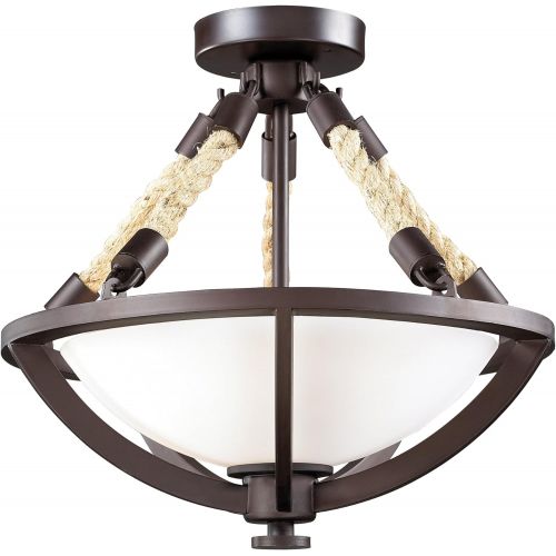  ELK Elk 63011-2 Natural Rope 2-Light Semi-Flush, Aged Bronze