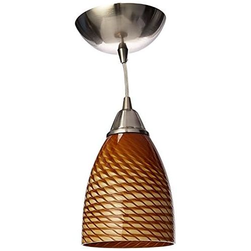  ELK Elk 416-1C-LED Arco Baleno 1-LED Light Pendant with Cocoa Glass Shade, 5 by 8-Inch, Satin Nickel Finish