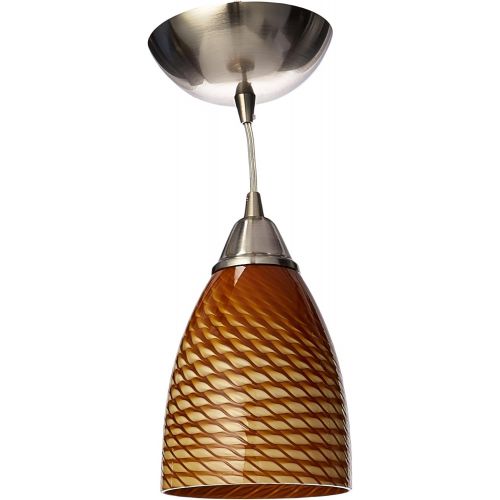  ELK Elk 416-1C-LED Arco Baleno 1-LED Light Pendant with Cocoa Glass Shade, 5 by 8-Inch, Satin Nickel Finish