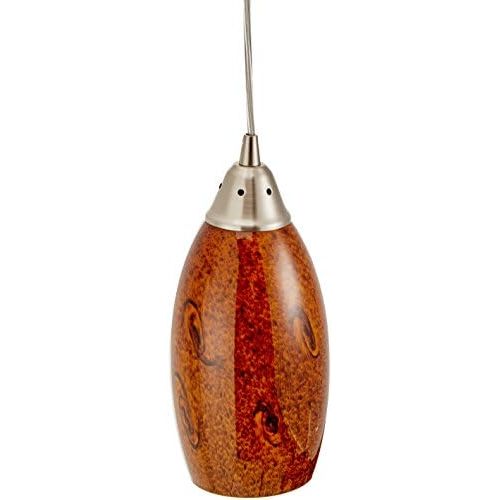  ELK Elk 200011BG-LED Galaxy 1-LED Light Pendant with Hand Blown Brown Glass Shade, 5 by 9-Inch, Nickel Finish