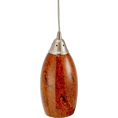  ELK Elk 200011BG-LED Galaxy 1-LED Light Pendant with Hand Blown Brown Glass Shade, 5 by 9-Inch, Nickel Finish