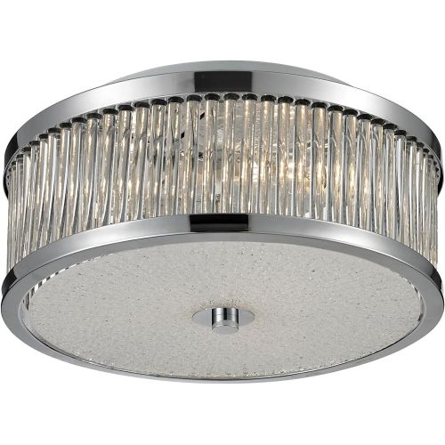  ELK Elk 810403 11-12 by 6-Inch Amersham 3-Light Flush Mount with ClearWhite Glass Shade, Chrome Finish