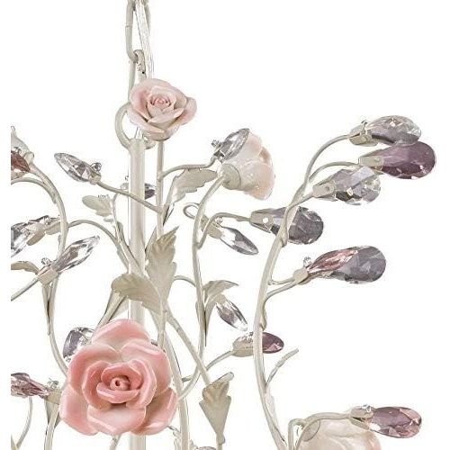  ELK Elk 6-Light Porcelain Roses Chandelier, Cream