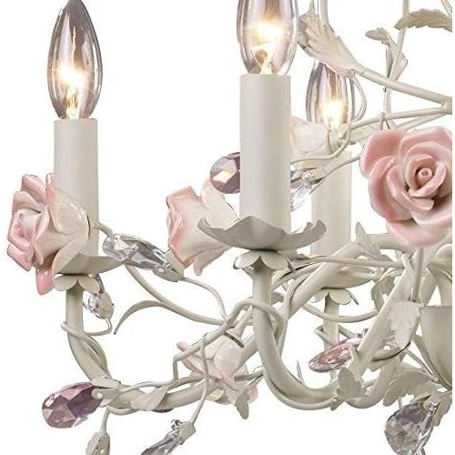  ELK Elk 6-Light Porcelain Roses Chandelier, Cream