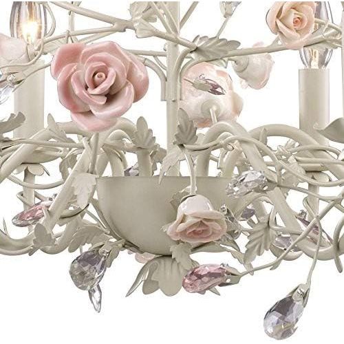  ELK Elk 6-Light Porcelain Roses Chandelier, Cream