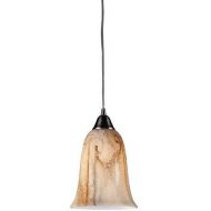 ELK Elk 311381-LED Granite 1-LED Light Pendant with Hand Blown Glass Shade, 7 by 10-Inch, Satin Nickel Finish