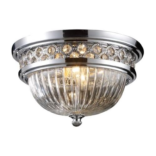  ELK Elk 112252 Flush Mount 2-Light In Polished Chrome with Clear Glass Dome Diffuser