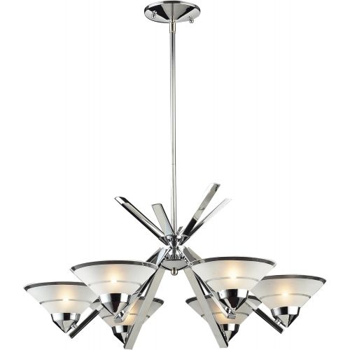  ELK Elk 14756 6-Light Chandelier In Polished Chrome and Etched Clear Glass