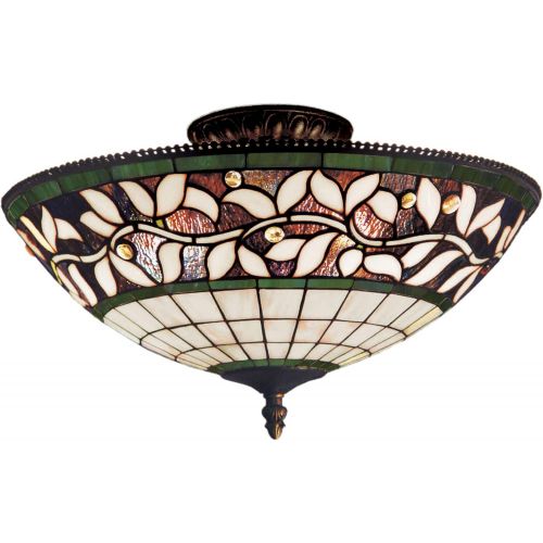  ELK Elk 933-Tb English Ivy 3 Light Semi-Flush Mount, 8-Inch, Tiffany Bronze