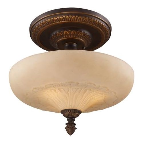  ELK Elk 08094-Agb Restoration 3-Light Semi-Flush Mount, 15-Inch, Golden Bronze