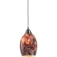 ELK Elk 73031-1 Avalon 1-Light Pendant, 5-Inch, Satin Nickel With Earth Tone Glass