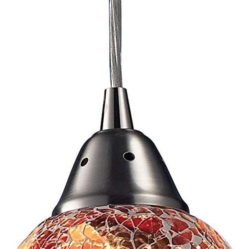  ELK Elk 73031-1 Avalon 1-Light Pendant, 5-Inch, Satin Nickel With Earth Tone Glass