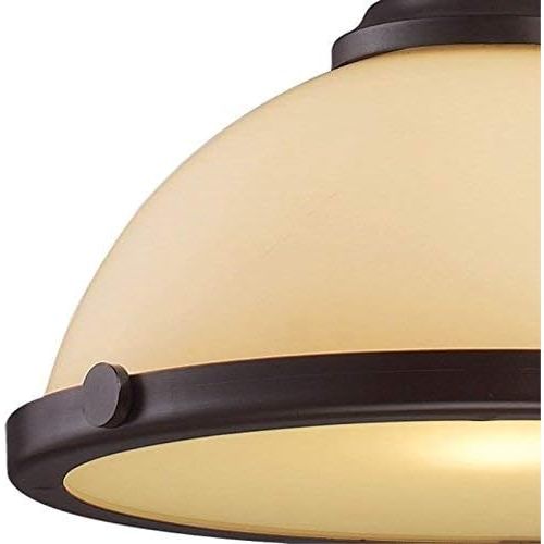  ELK Elk 66133-1 Chadwick 1-Light Pendant, Oiled Bronze With Amber Glass, 14-Inch H By 13-Inch W