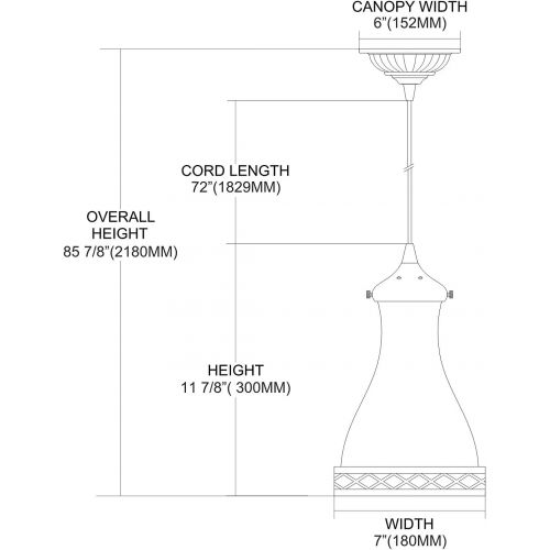  ELK Elk 63024-1 Brookline 1-Light Pendant with Glass Shade, 7 by 12-Inch, Polished Nickel Finish