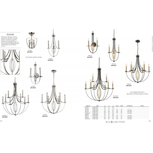  ELK Elk 101216 Dione 6-Light Chandelier In Polished Nickel