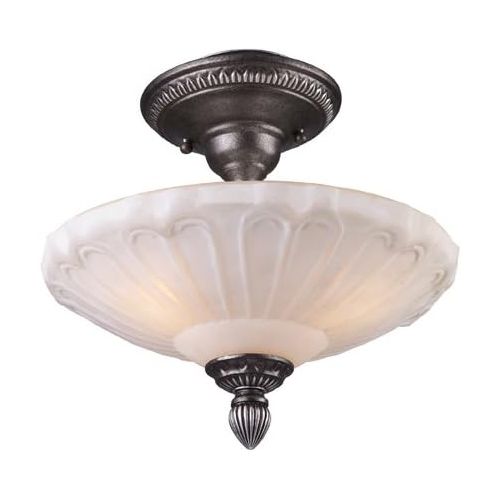  ELK Elk 66092-3 Restoration 3-Light 12-Inch Semi-Flush Mount, Dark Silver