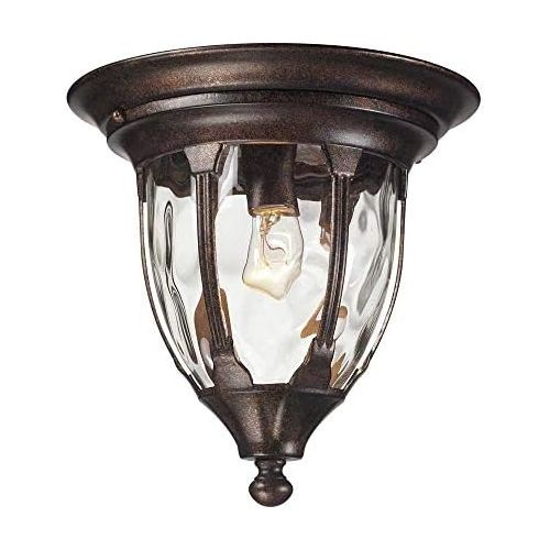  ELK Elk 450041 Glendale 1-Light Outdoor Flush Mount with Water Glass Shade, 11 by 11-Inch, Regal Bronze Finish