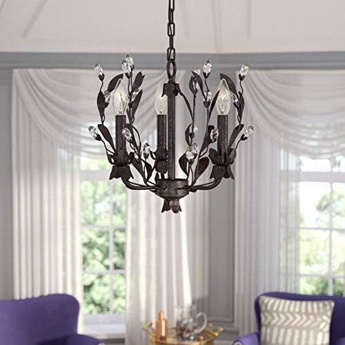  ELK Elk 80583 3-Light Chandelier In Deep Rust and Crystal Droplets