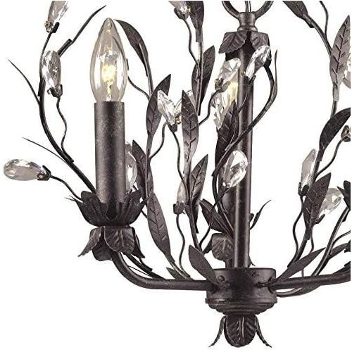  ELK Elk 80583 3-Light Chandelier In Deep Rust and Crystal Droplets