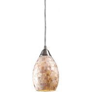 ELK Elk 101411 Capri 1-Light Pendant with Glass Shade, 5 by 9-Inch, Satin Nickel Finish