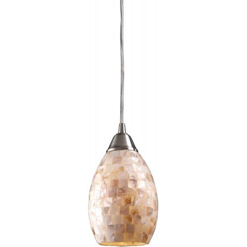  ELK Elk 101411 Capri 1-Light Pendant with Glass Shade, 5 by 9-Inch, Satin Nickel Finish