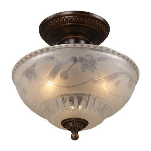  ELK Elk 08097-Agb Restoration 3-Light Semi-Flush Mount, Golden Bronze, 9-Inch H By 10-Inch W