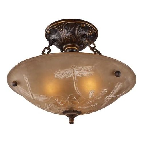  ELK Elk 08097-Agb Restoration 3-Light Semi-Flush Mount, Golden Bronze, 9-Inch H By 10-Inch W