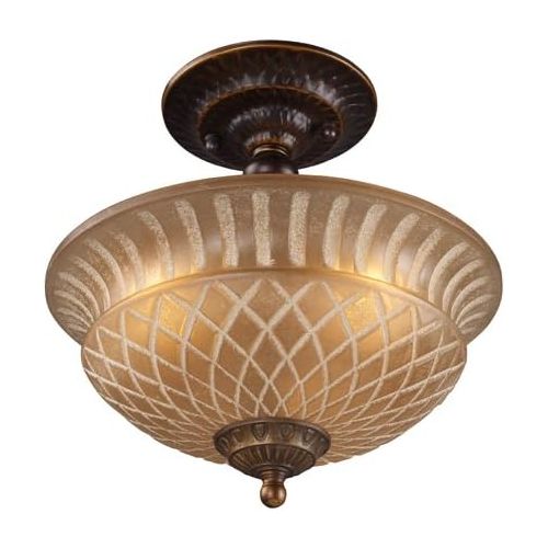  ELK Elk 08097-Agb Restoration 3-Light Semi-Flush Mount, Golden Bronze, 9-Inch H By 10-Inch W