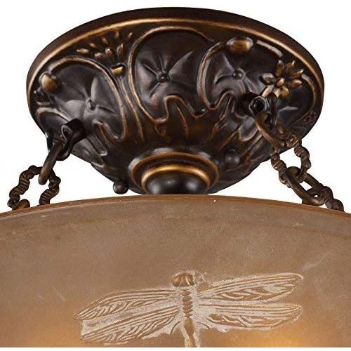  ELK Elk 08097-Agb Restoration 3-Light Semi-Flush Mount, Golden Bronze, 9-Inch H By 10-Inch W