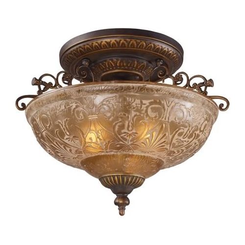  ELK Elk 08097-Agb Restoration 3-Light Semi-Flush Mount, Golden Bronze, 9-Inch H By 10-Inch W