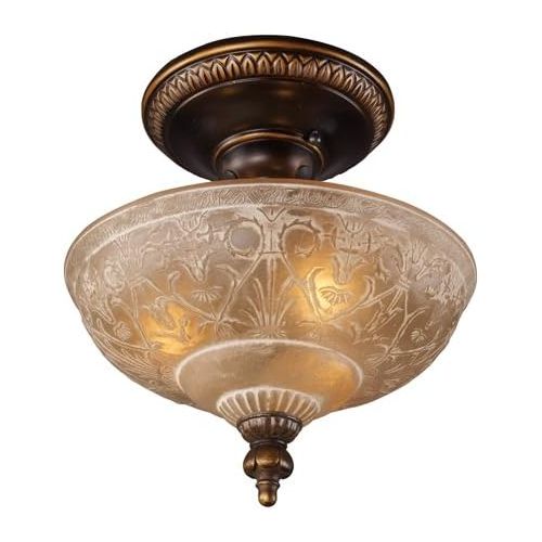  ELK Elk 08097-Agb Restoration 3-Light Semi-Flush Mount, Golden Bronze, 9-Inch H By 10-Inch W