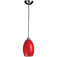 ELK Elk 517-1SC 1-Light Pendant In Satin Nickel with Scarlet Red Glass