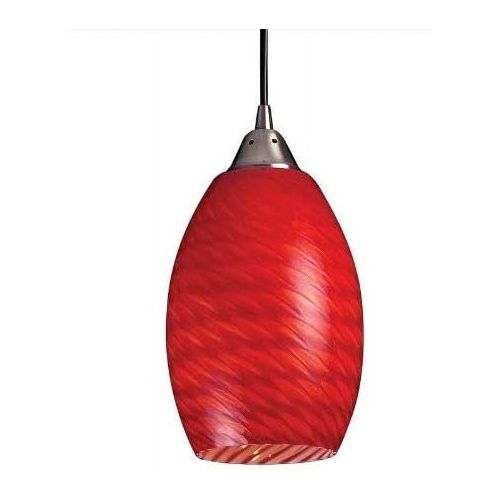  ELK Elk 517-1SC 1-Light Pendant In Satin Nickel with Scarlet Red Glass