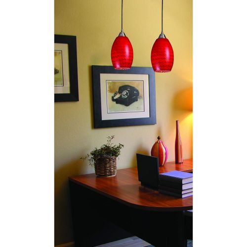  ELK Elk 517-1SC 1-Light Pendant In Satin Nickel with Scarlet Red Glass