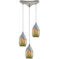 ELK Elk 100773 Geologic 3-Light 10-Inch Width by 10-Inch Height Pendant In Satin Nickel