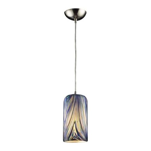  ELK Elk 544-1MO 1-Light Pendant In Satin Nickel and Molten Ocean Glass