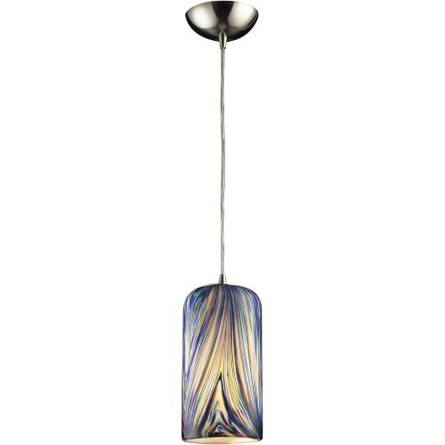  ELK Elk 544-1MO 1-Light Pendant In Satin Nickel and Molten Ocean Glass