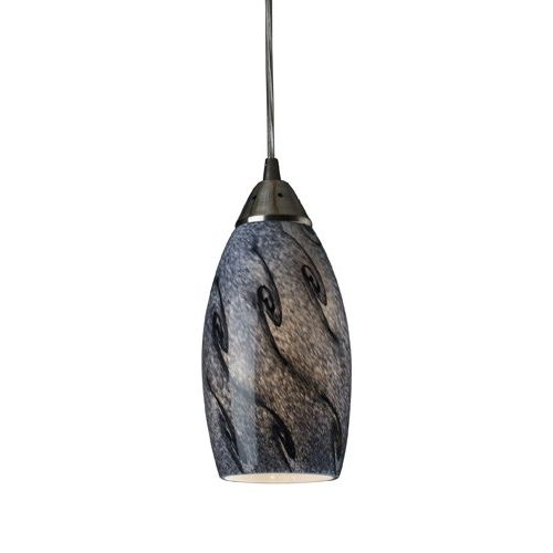  ELK Elk 200011SG Galaxy 1-Light Pendant In Smoke And Satin Nickel Finish