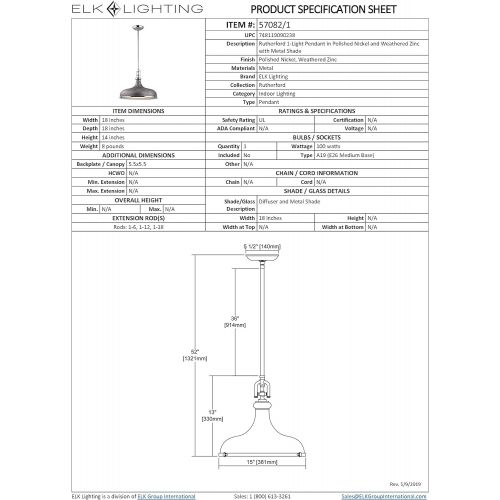  ELK Lighting Elk Lighting 570821 Ceiling-Pendant-fixtures, Nickel