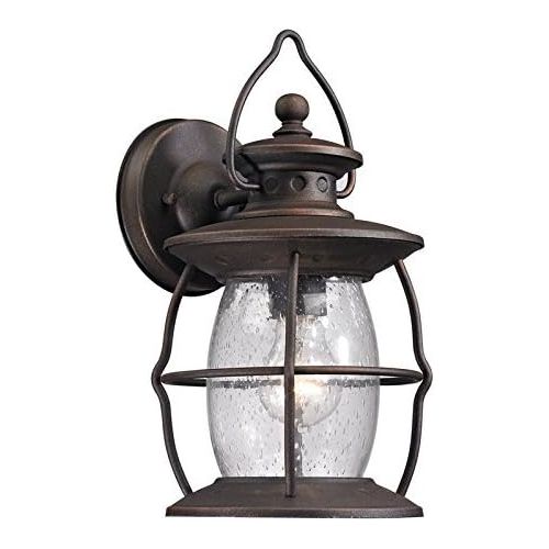  ELK Lighting 470401 Village Lantern Collection 1 Light Outdoor Sconce, 13 x 6 x 8, Weathered Charcoal