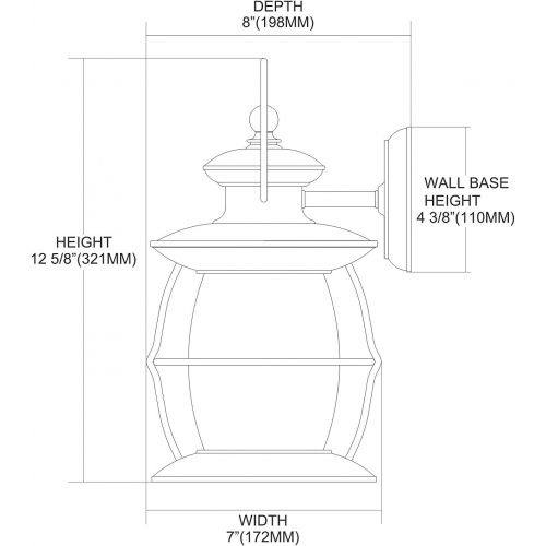  ELK Lighting 470401 Village Lantern Collection 1 Light Outdoor Sconce, 13 x 6 x 8, Weathered Charcoal