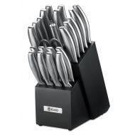 ELKO Classic Stainless Steel Knife Block Set  23 Piece - Knife Sharpener And Scissors Included - Cutlery Knife Set For Chefs, Cooks, Commercial Kitchens, Homes, Culinary Schools  By E