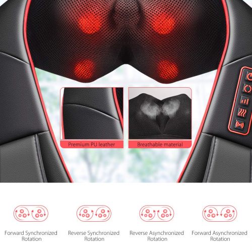  [2018 Upgraded]Neck & Back Massager, ELLESYE Vibration-Deep Tissue 4D Kneading Shoulder Massager with Heat & 6 Nodes for Neck, Back, Legs, Electric Massager to Relieve Muscle Pain