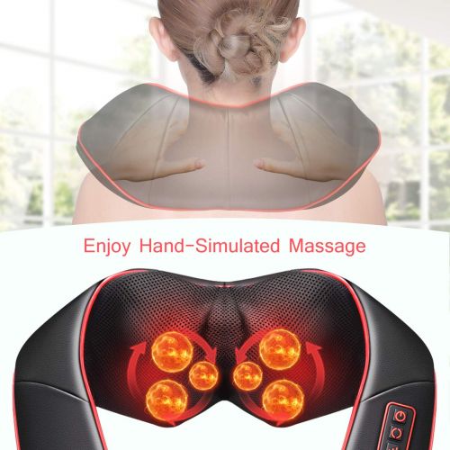  [2018 Upgraded]Neck & Back Massager, ELLESYE Vibration-Deep Tissue 4D Kneading Shoulder Massager with Heat & 6 Nodes for Neck, Back, Legs, Electric Massager to Relieve Muscle Pain