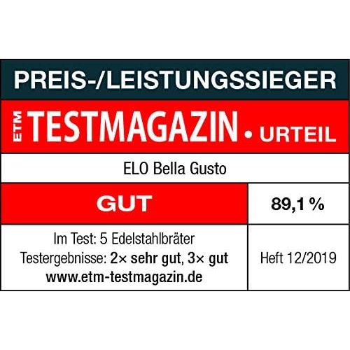  ELO 99838 Edelstahlbrater 38 cm Bella Gusto mit Duenst- und Grilleinsatz