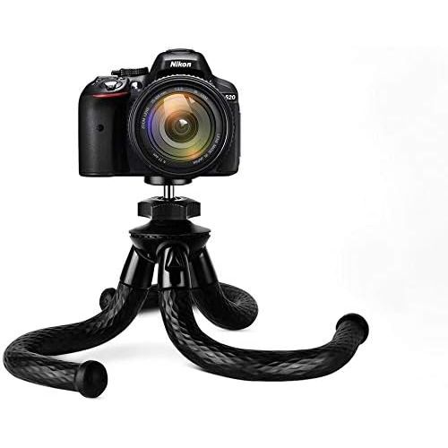  [아마존베스트]ELOKI Camera andy Tripod, Flexible Travel Tripod Stand with Mobile Phone Clamp, Small Octopus Tripod for Digital Action Camera Canon Nikon Panasonic Sony DSLR Gopro AKASO Black