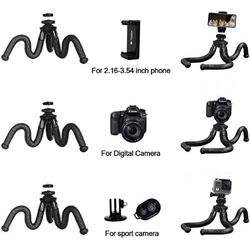  [아마존베스트]ELOKI Camera andy Tripod, Flexible Travel Tripod Stand with Mobile Phone Clamp, Small Octopus Tripod for Digital Action Camera Canon Nikon Panasonic Sony DSLR Gopro AKASO Black