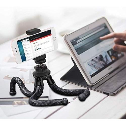  [아마존베스트]ELOKI Camera andy Tripod, Flexible Travel Tripod Stand with Mobile Phone Clamp, Small Octopus Tripod for Digital Action Camera Canon Nikon Panasonic Sony DSLR Gopro AKASO Black