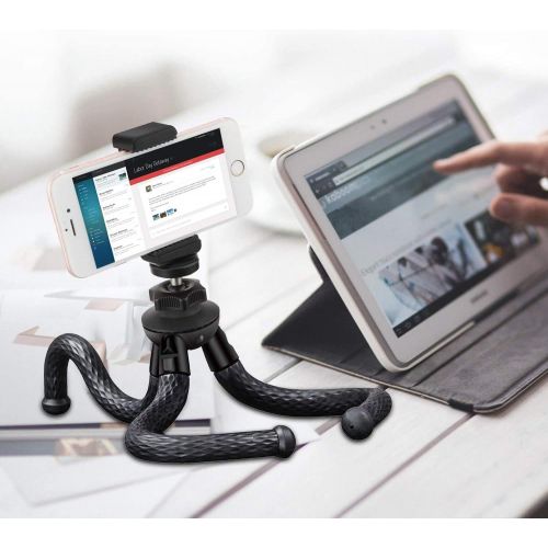  [아마존베스트]ELOKI Camera andy Tripod, Flexible Travel Tripod Stand with Mobile Phone Clamp, Small Octopus Tripod for Digital Action Camera Canon Nikon Panasonic Sony DSLR Gopro AKASO Black